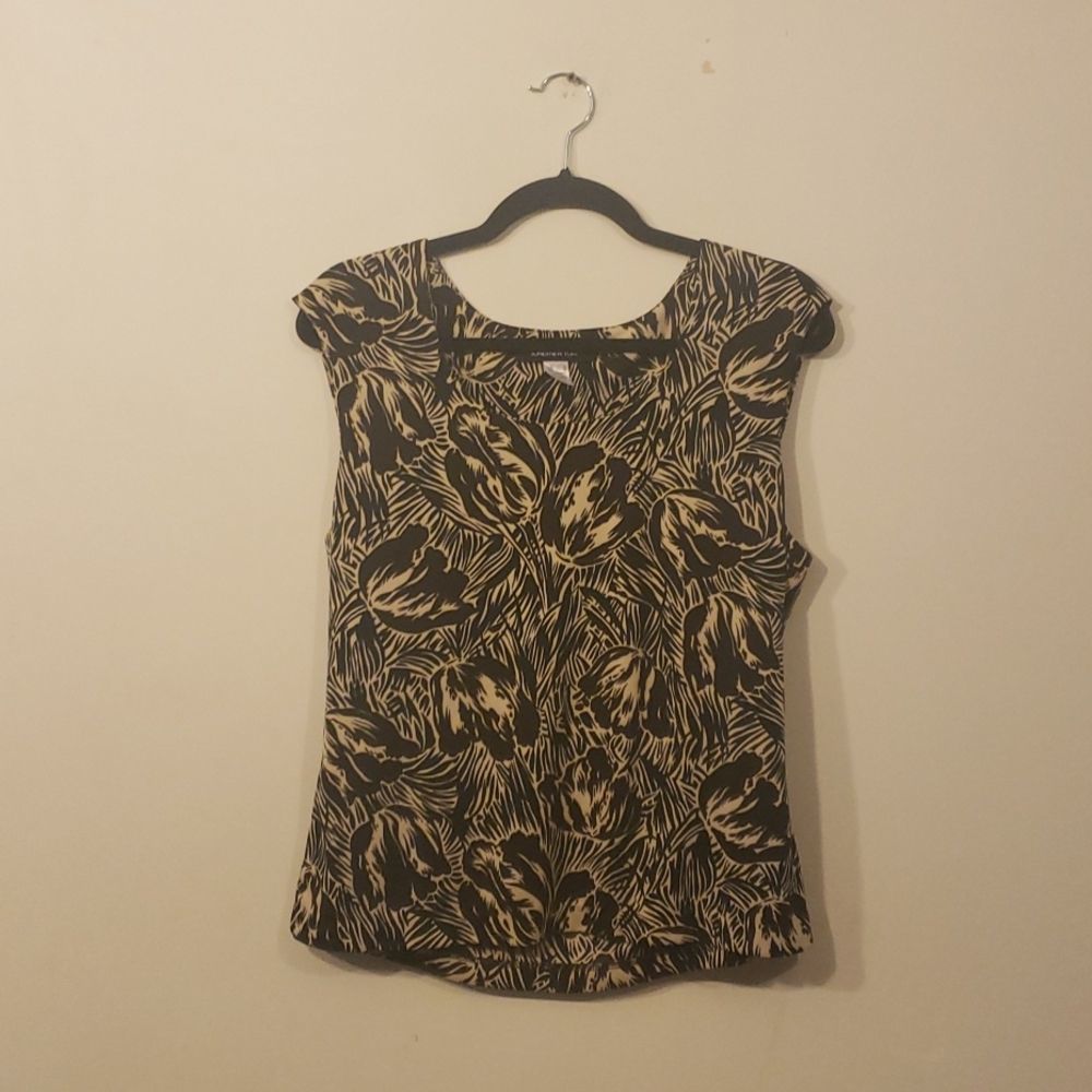 Jones New York Black/White Floral Blouse Size L